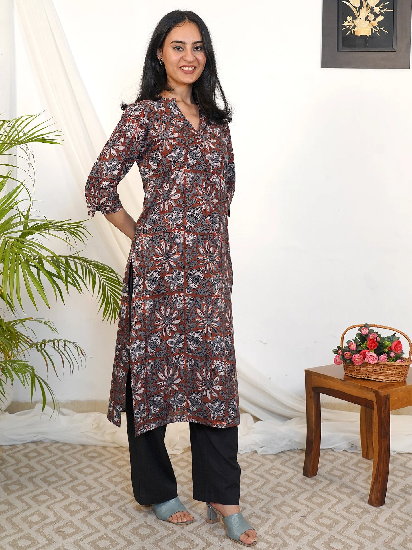 Rustic Bloom Block Printed COTTON Kurta