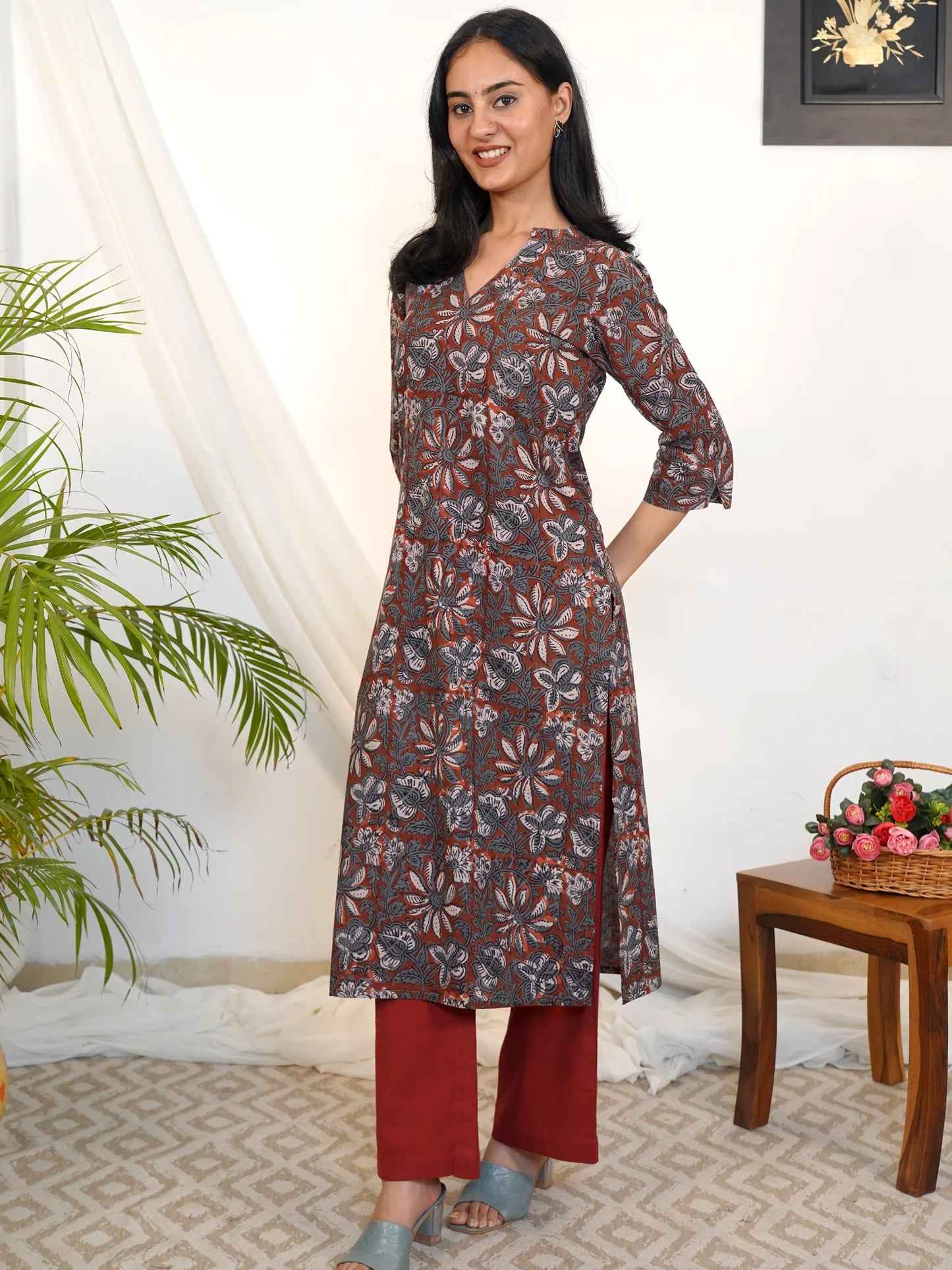 Rustic Bloom Block Printed COTTON Kurta