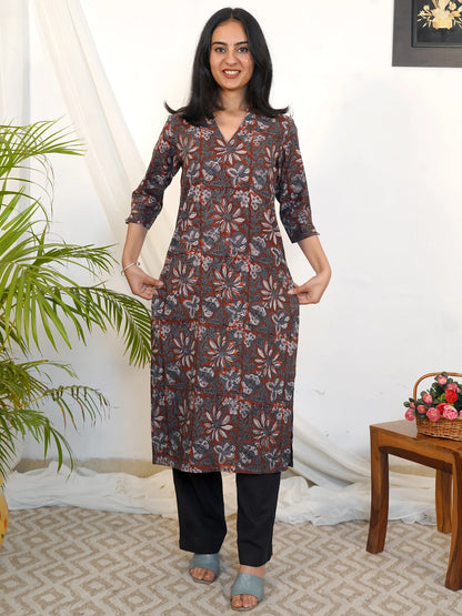 Rustic Bloom Block Printed COTTON Kurta