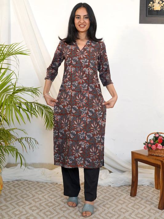 Rustic Bloom Block Printed COTTON Kurta