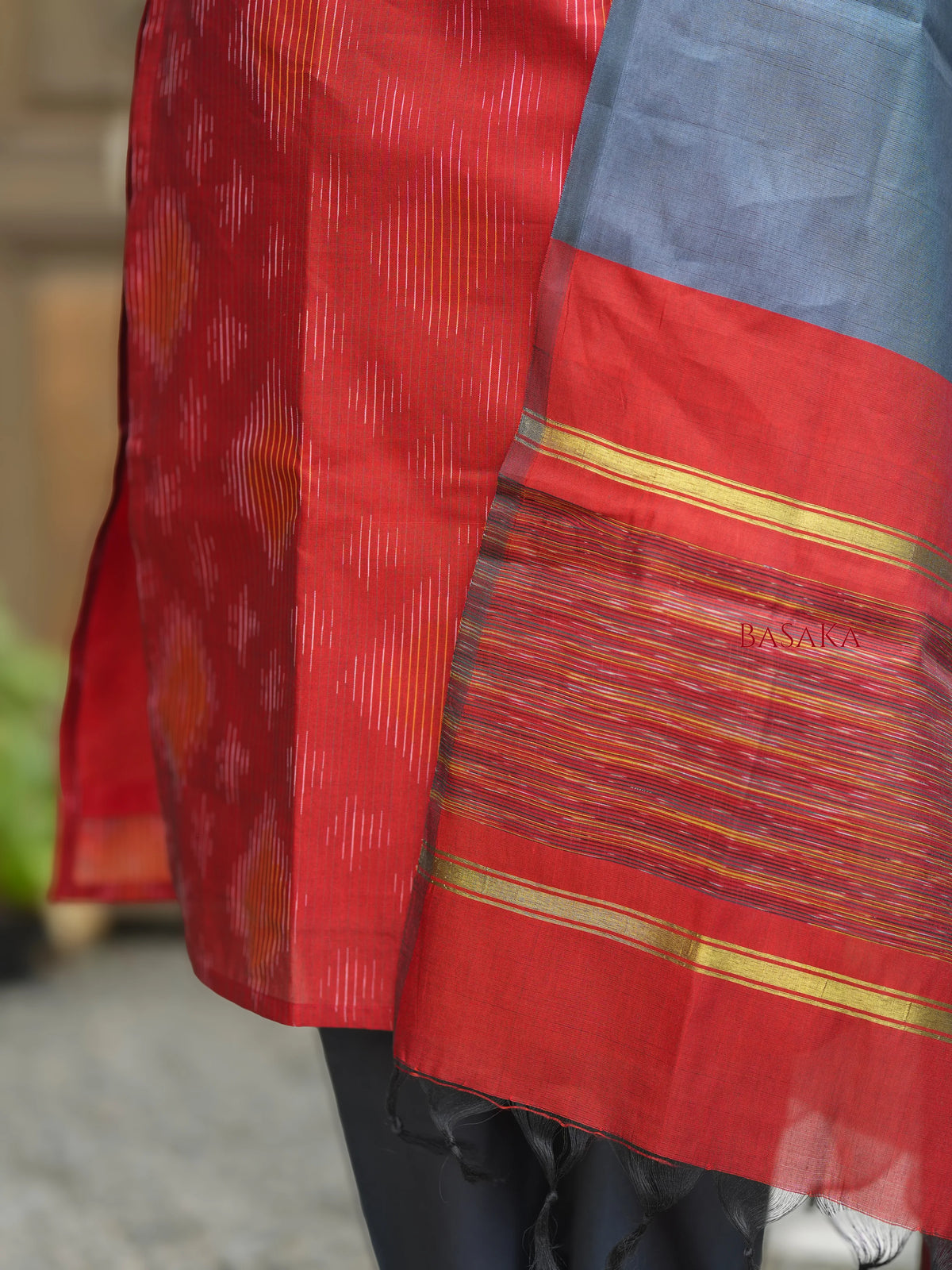 Rustic Orange Ikkat Suit Set (3pcs.) with lining