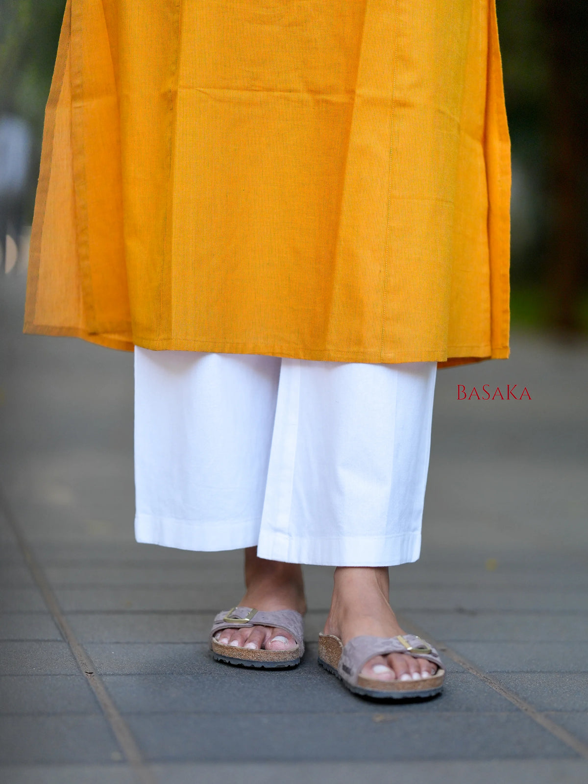 Saffron Yellow A-Line Handloom South Cotton Kurta