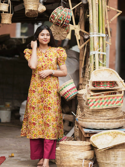 Sandalwood Charm Block Printed Kurta