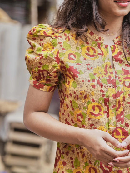 Sandalwood Charm Block Printed Kurta