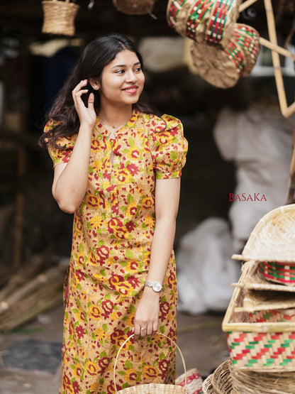 Sandalwood Charm Block Printed Kurta