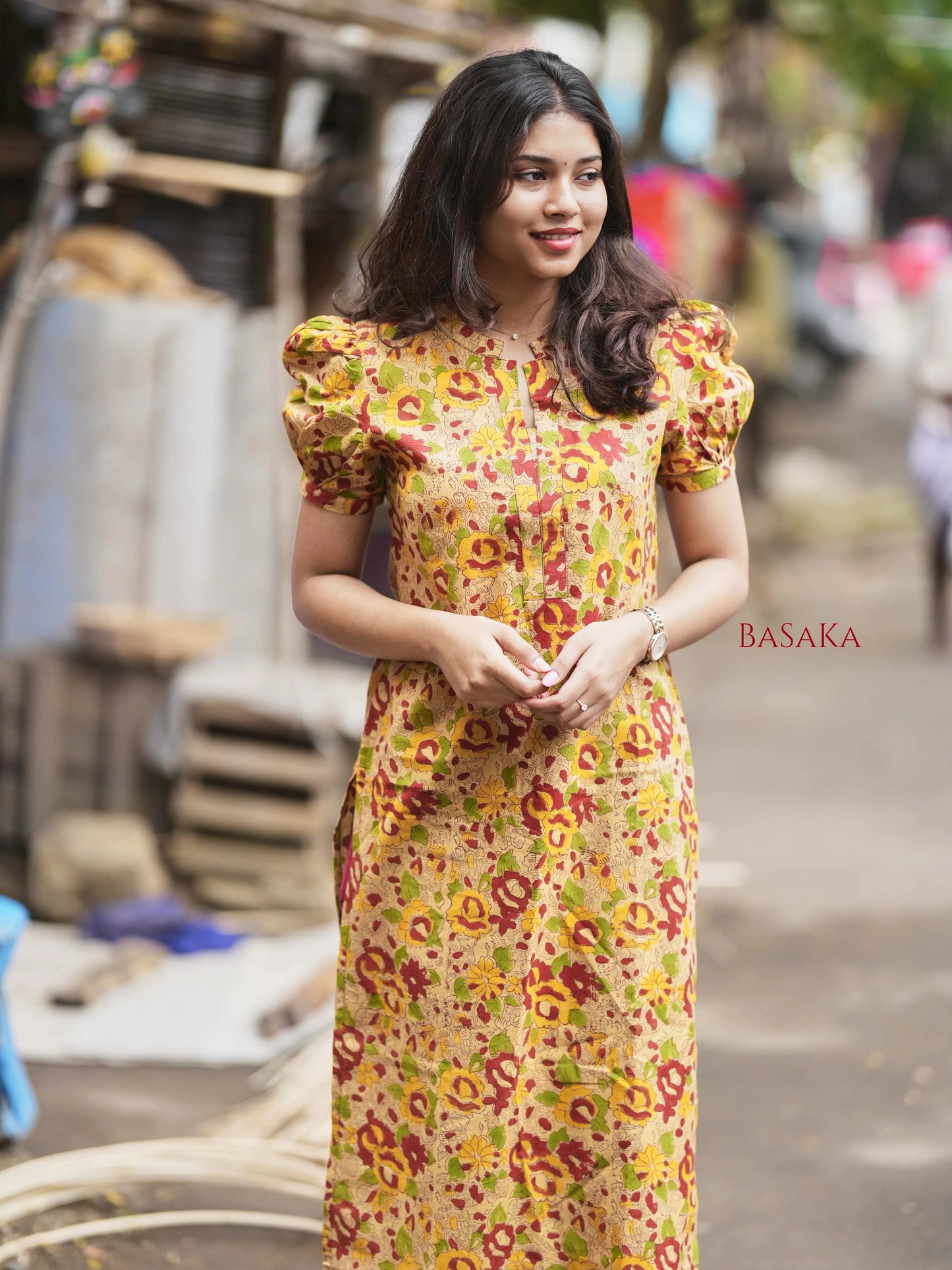 Sandalwood Charm Block Printed Kurta