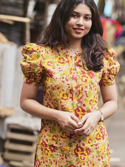 Sandalwood Charm Block Printed Kurta