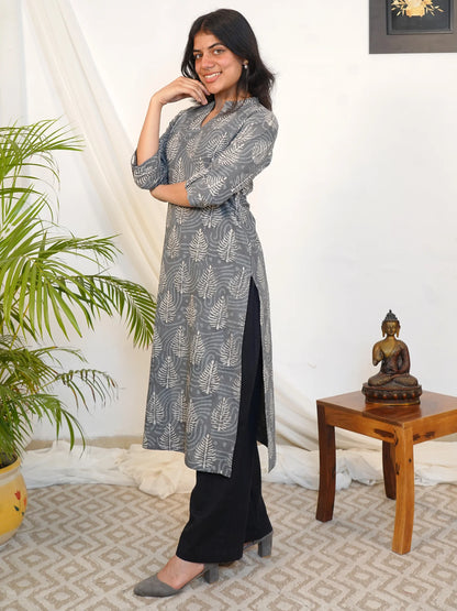 Silver Pine Bloom COTTON Kurta