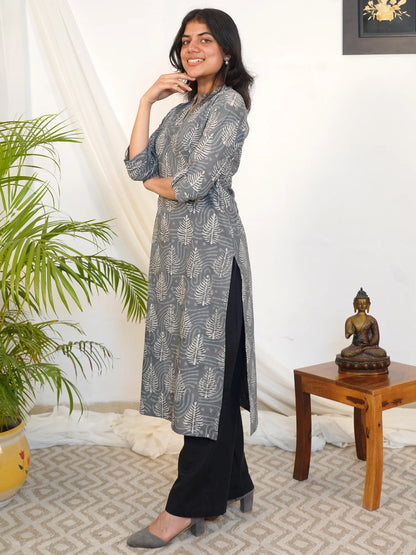 Silver Pine Bloom COTTON Kurta