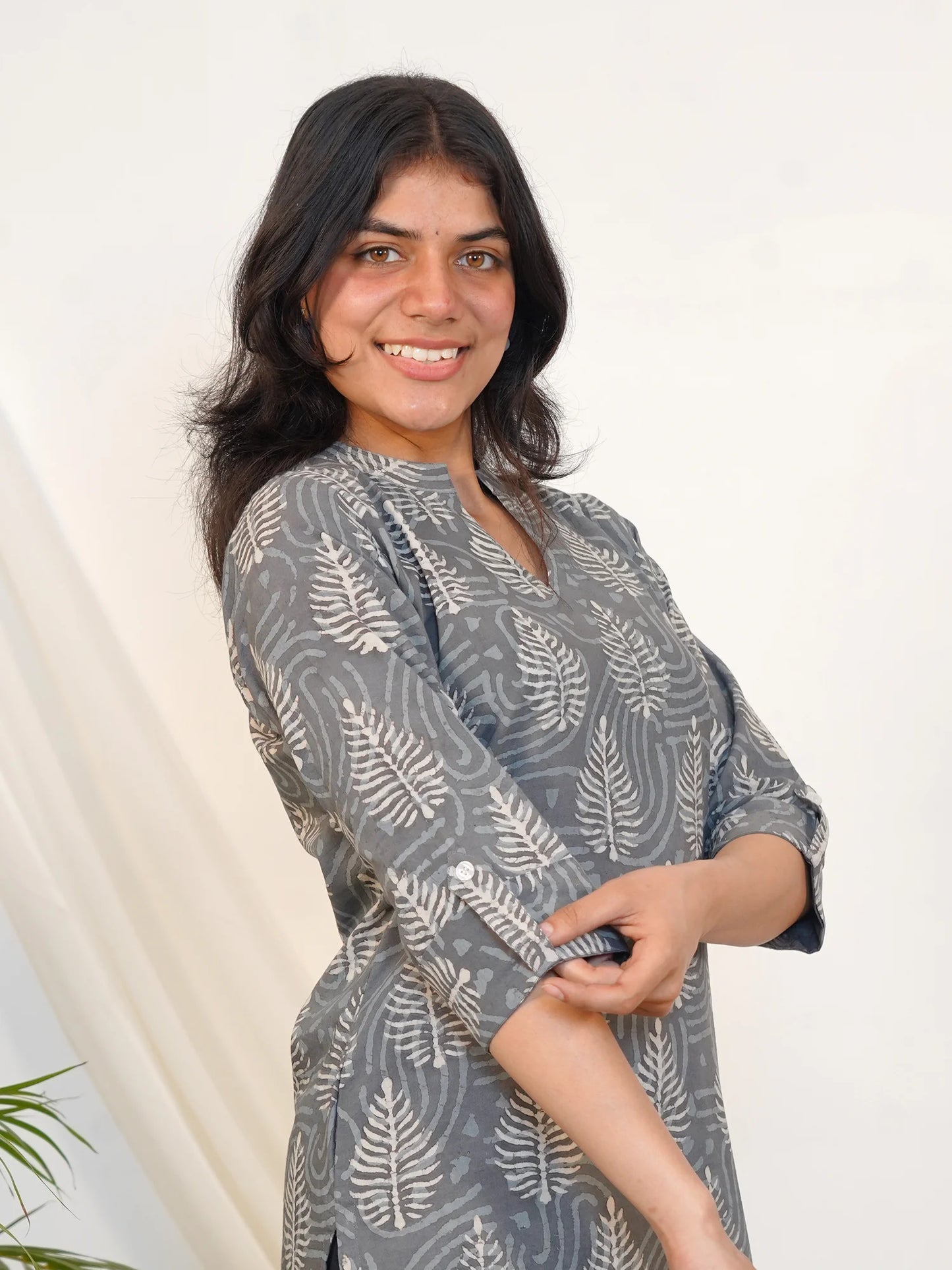 Silver Pine Bloom COTTON Kurta