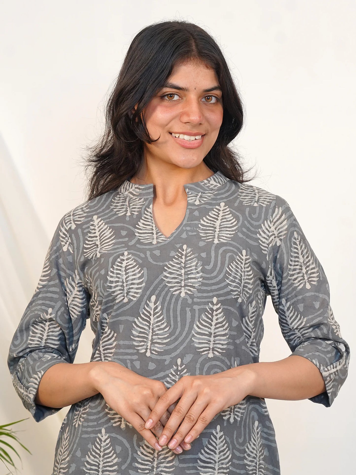 Silver Pine Bloom COTTON Kurta