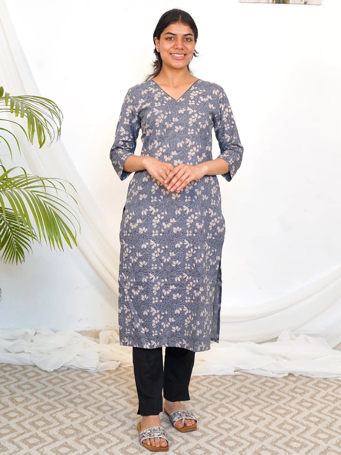 Silvery Petals COTTON Kurta