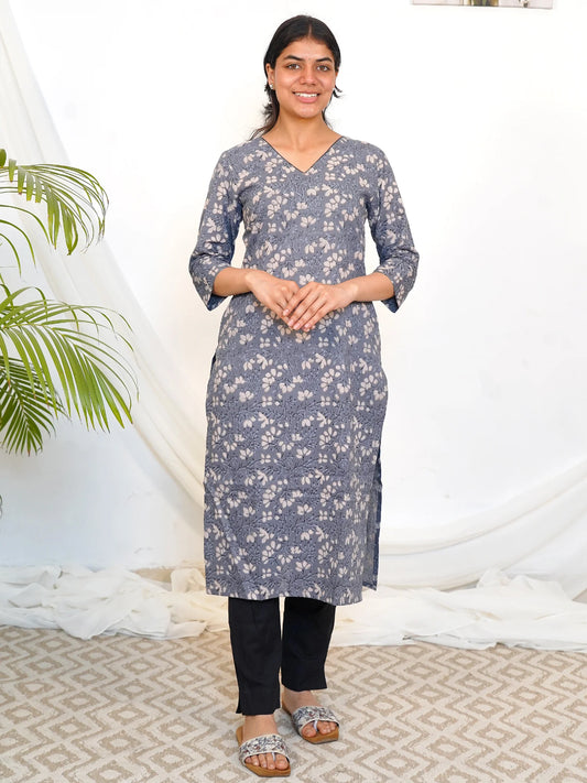 Silvery Petals COTTON Kurta