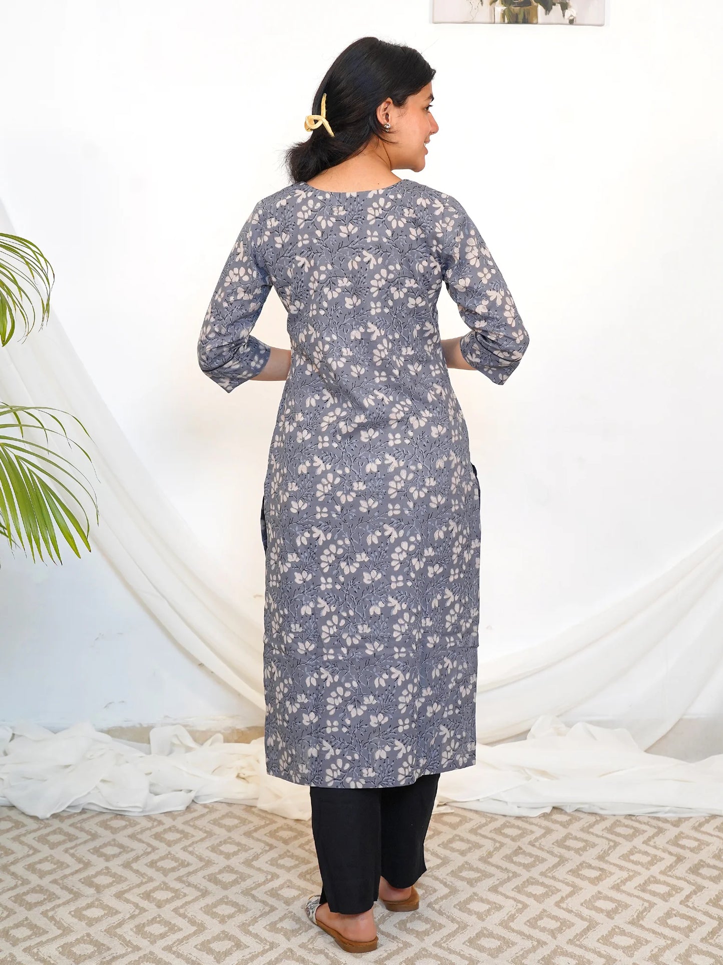 Silvery Petals COTTON Kurta