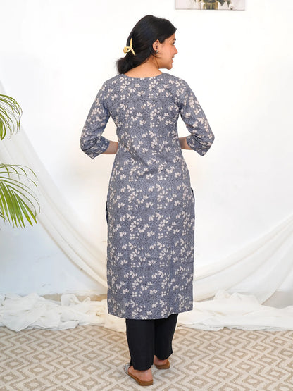 Silvery Petals COTTON Kurta