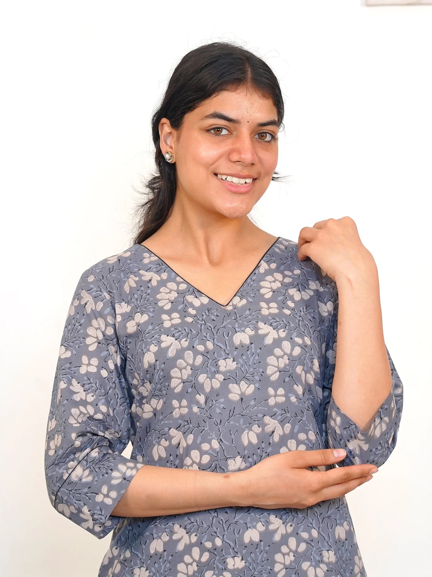 Silvery Petals COTTON Kurta