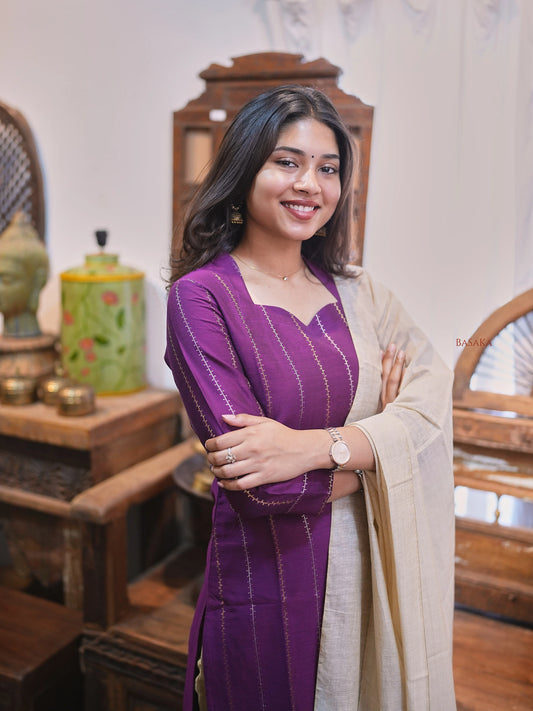 Soft Silk Purple Suit Set (3Pcs.) with lining