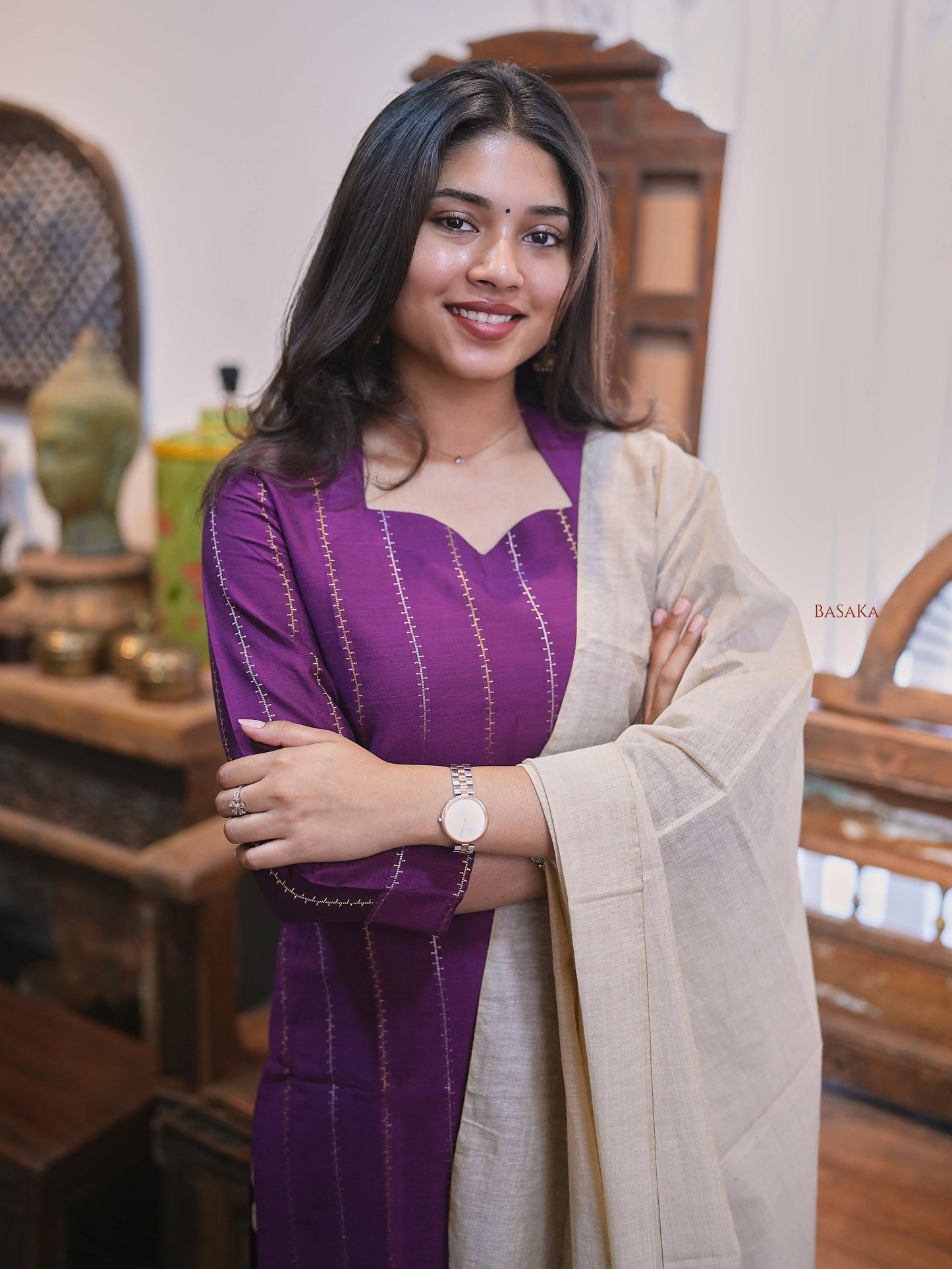 Soft Silk Purple Suit Set (3Pcs.) with lining