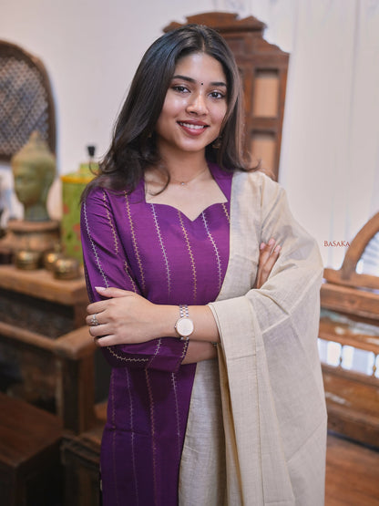 Soft Silk Purple Suit Set (3Pcs.) with lining