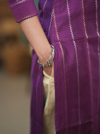 Soft Silk Purple Suit Set (3Pcs.) with lining