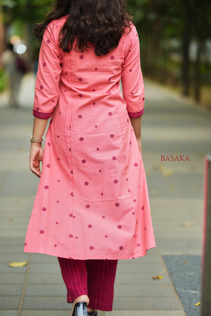 Southern Peach Maroon A-Line Co-ord Set