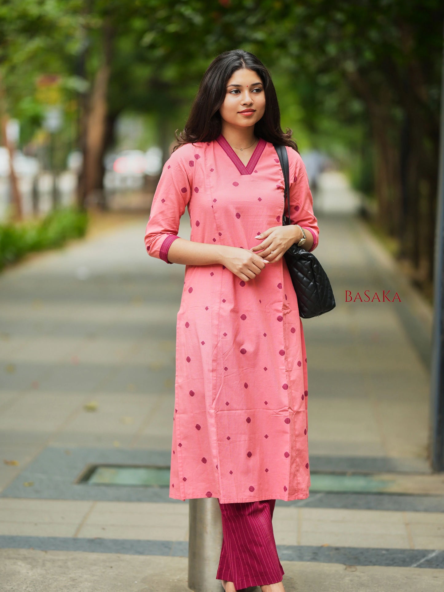 Southern Peach Maroon A-Line Co-ord Set