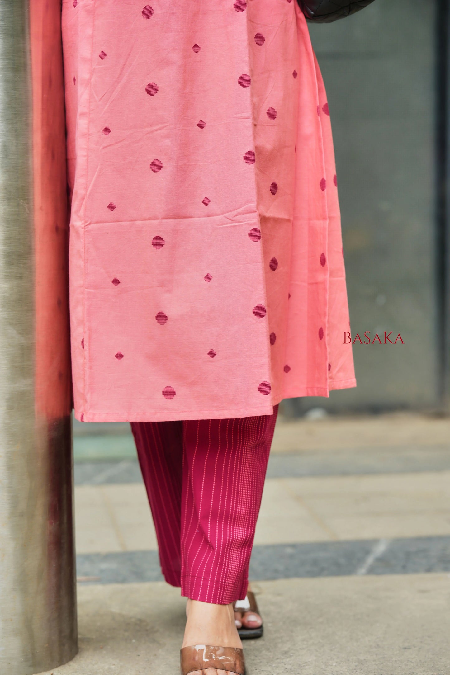 Southern Peach Maroon A-Line Co-ord Set