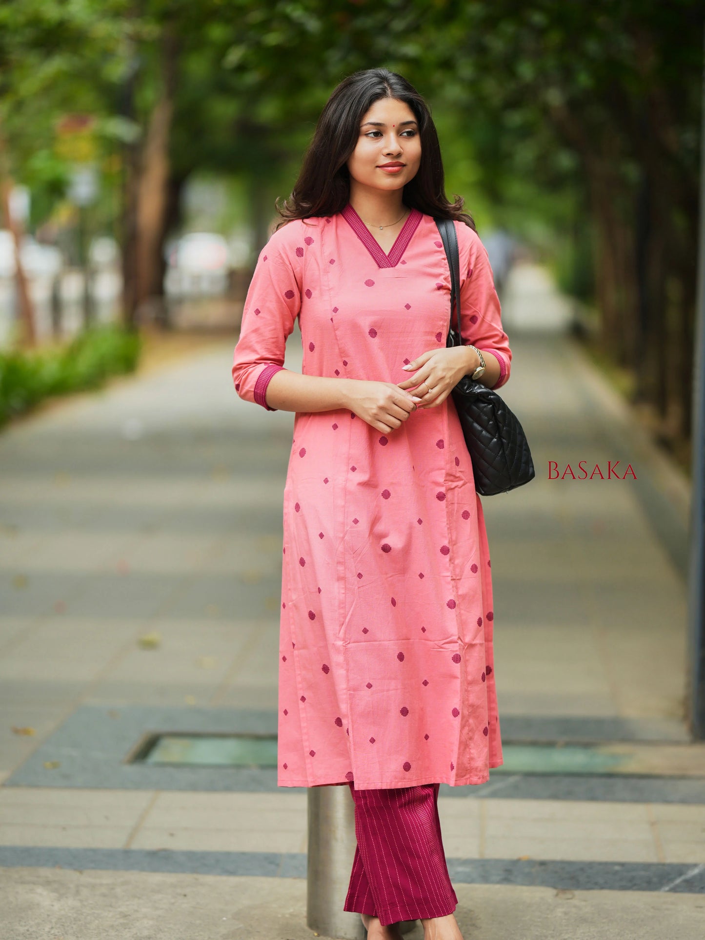 Southern Peach Maroon A-Line Co-ord Set