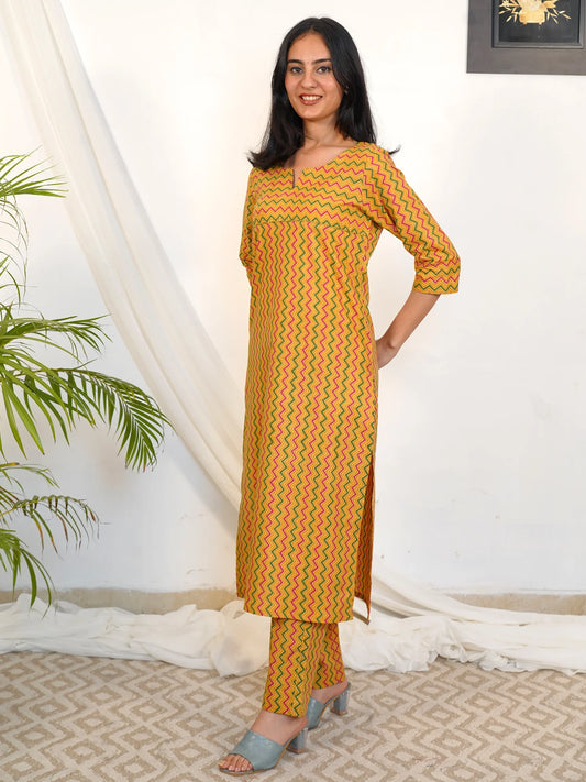 Sunray ZigZag Kurta Pant Set