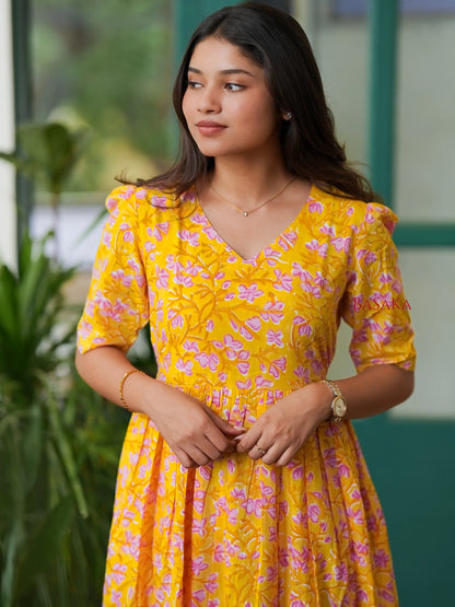 Sunshine Bloom COTTON Tiered Dress