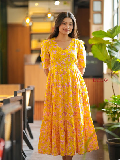 Sunshine Bloom COTTON Tiered Dress