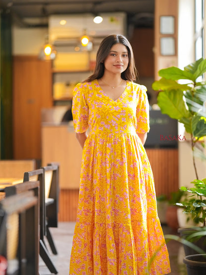 Sunshine Bloom COTTON Tiered Dress