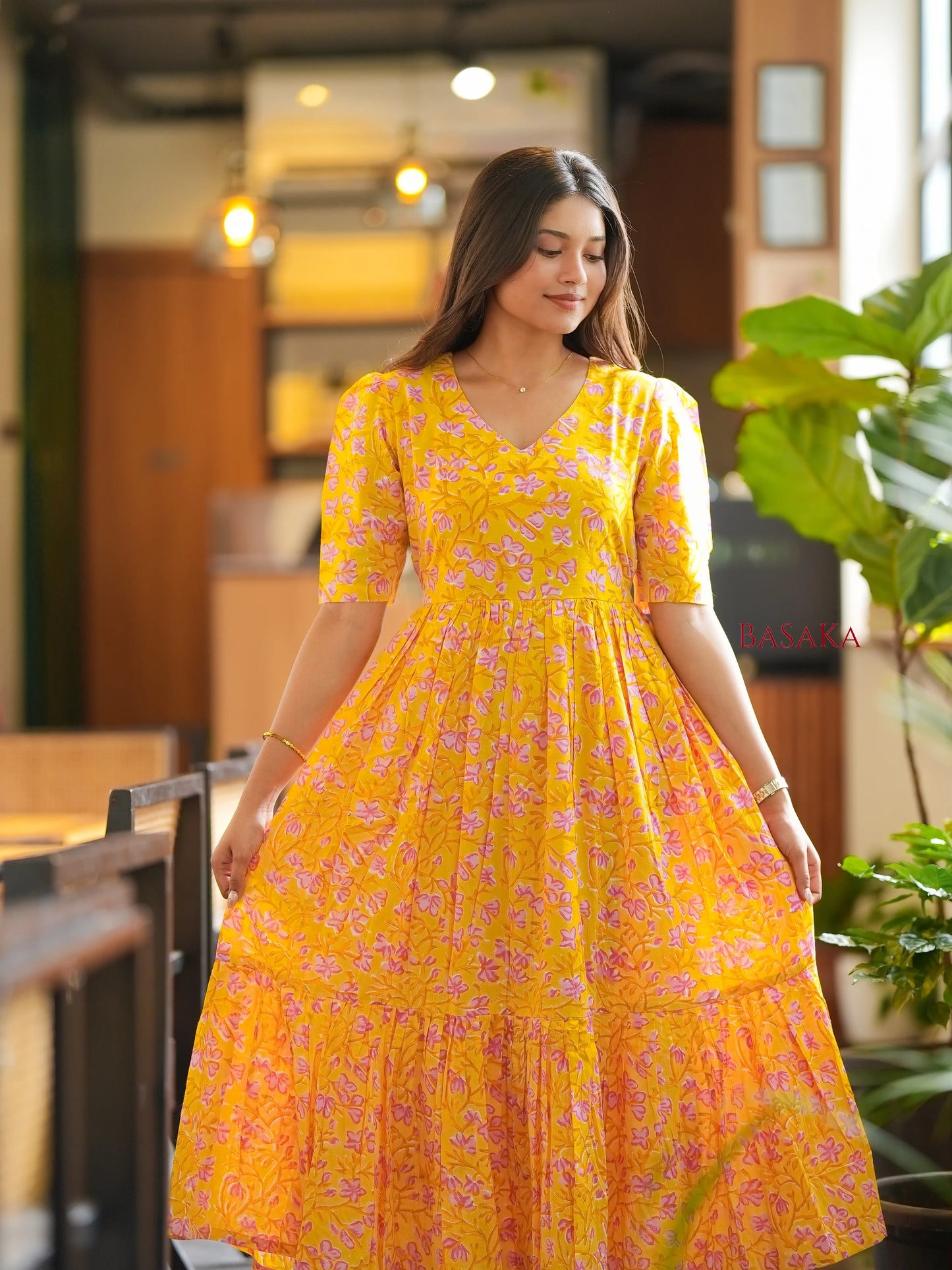Sunshine Bloom COTTON Tiered Dress
