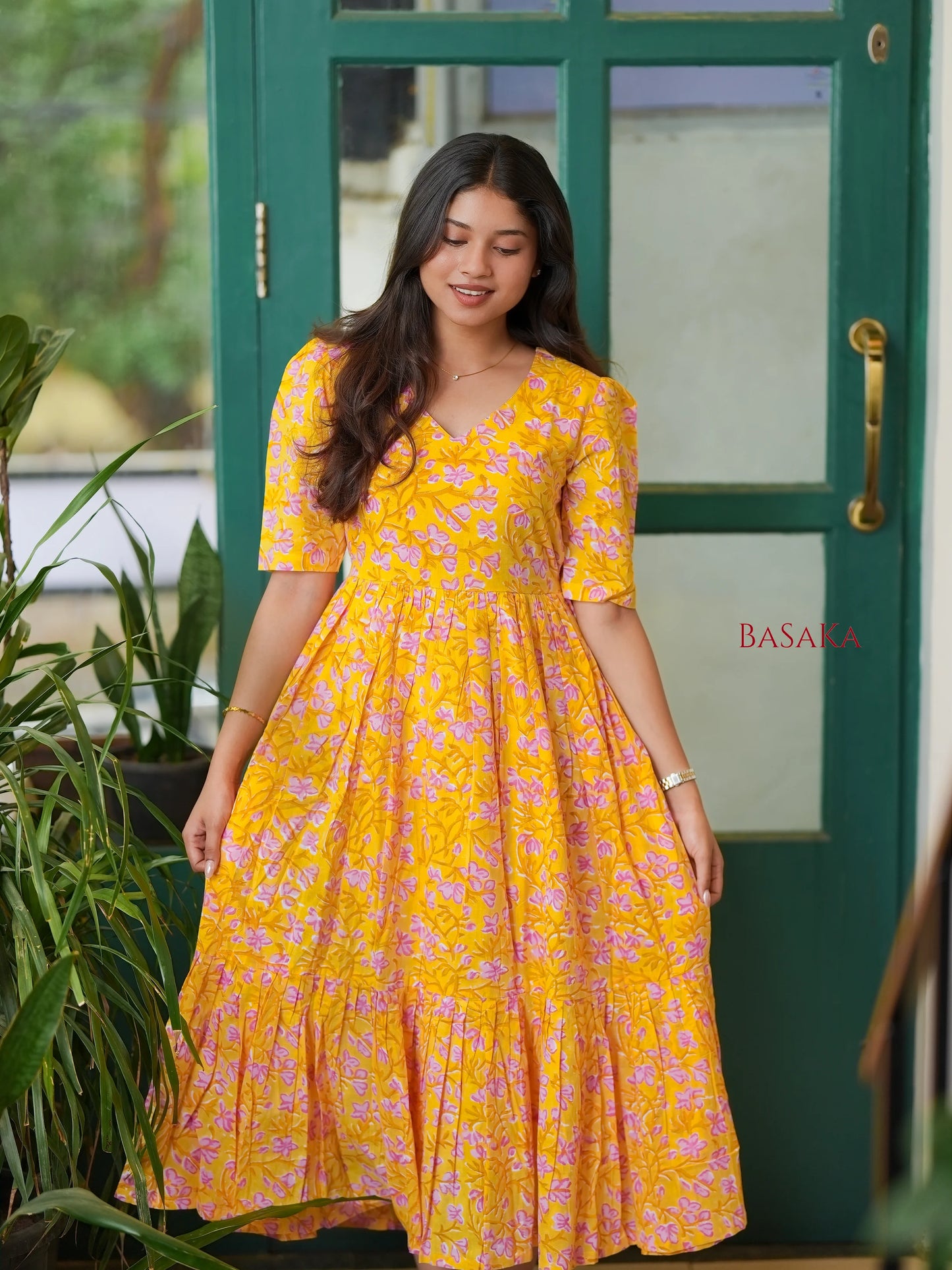 Sunshine Bloom COTTON Tiered Dress