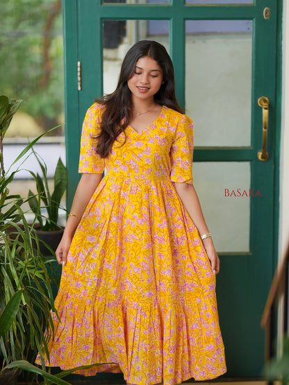 Sunshine Bloom COTTON Tiered Dress