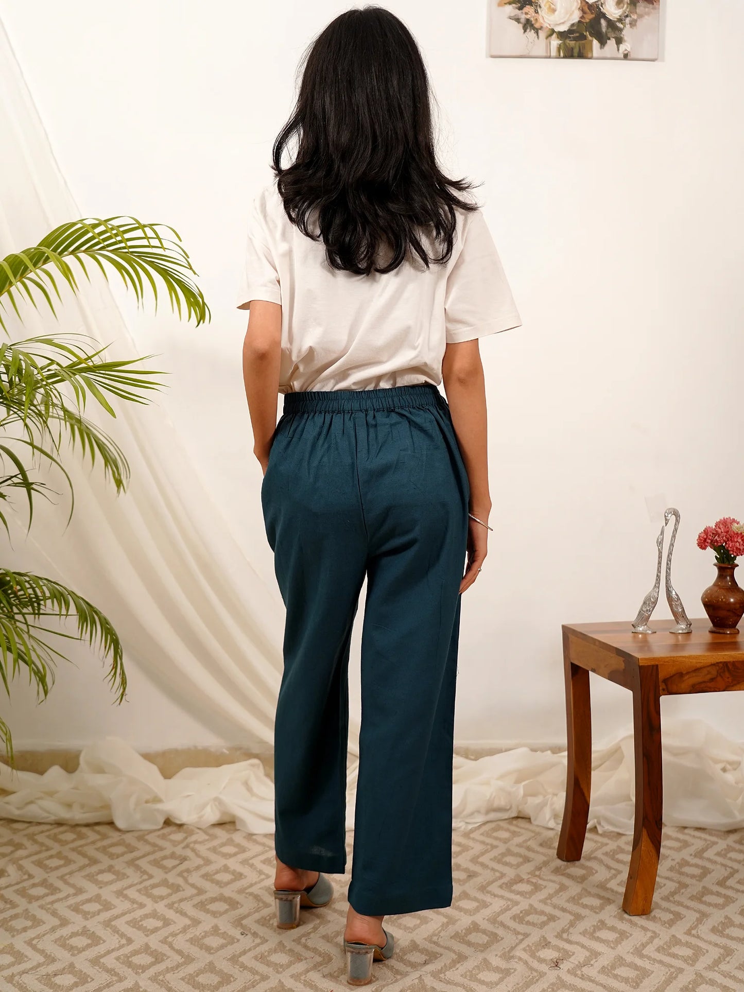 Teal Green Cotton Palazzo