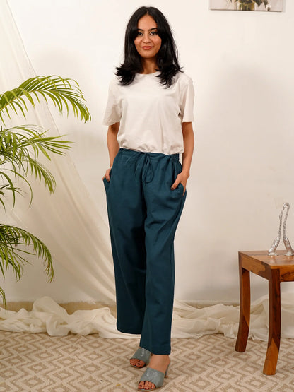 Teal Green Cotton Palazzo