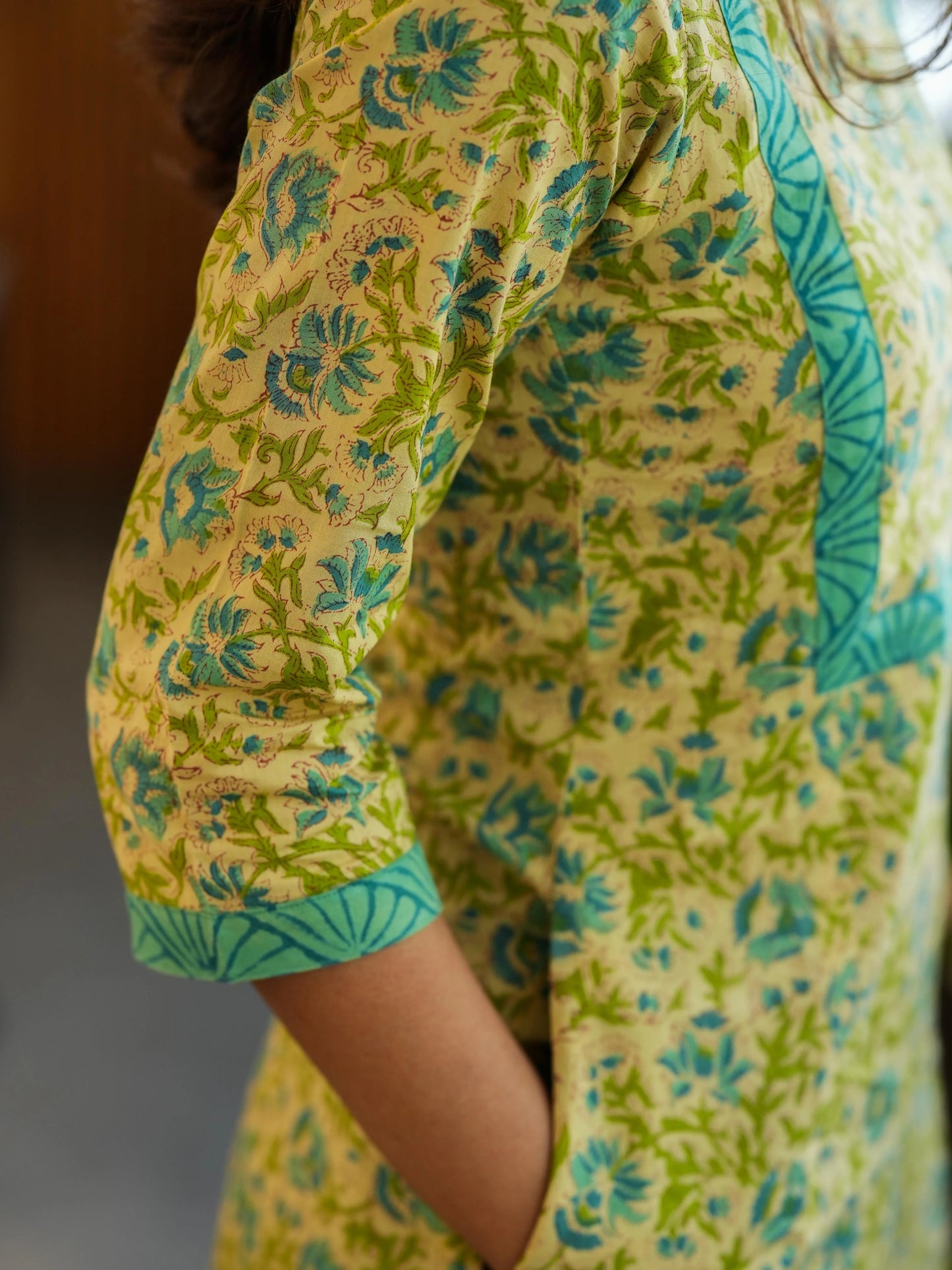 Vanilla Blue Petal A-Line COTTON Kurta