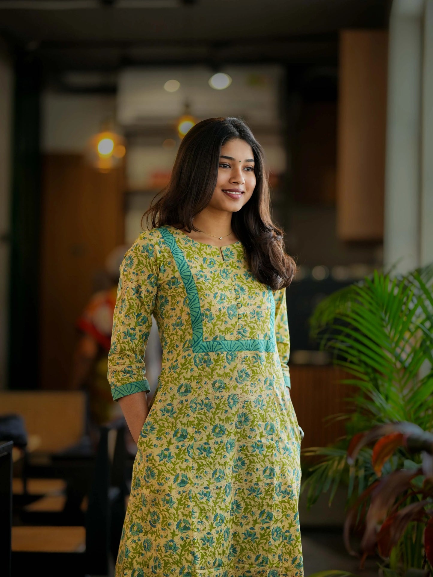 Vanilla Blue Petal A-Line COTTON Kurta