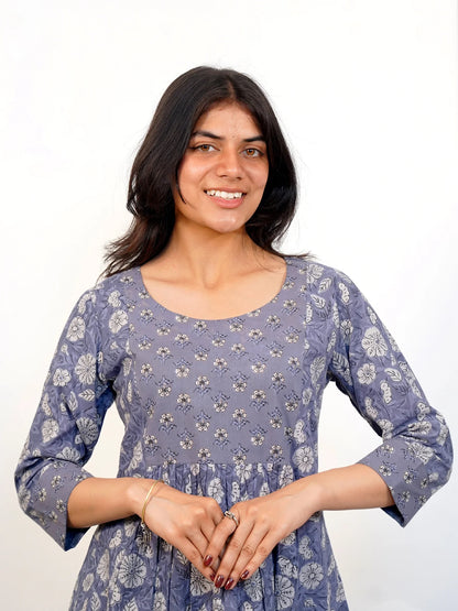 Wild Blue Yonder Gathered COTTON Kurta