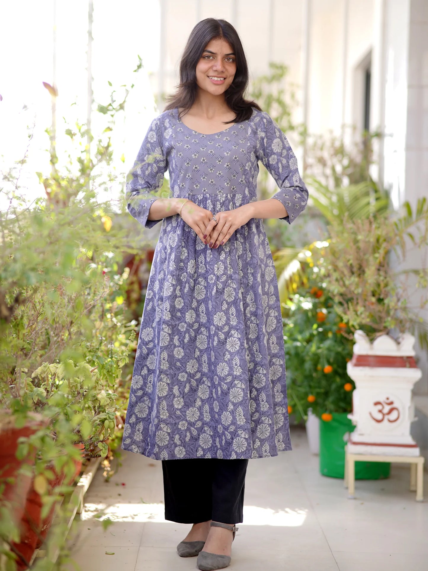Wild Blue Yonder Gathered COTTON Kurta