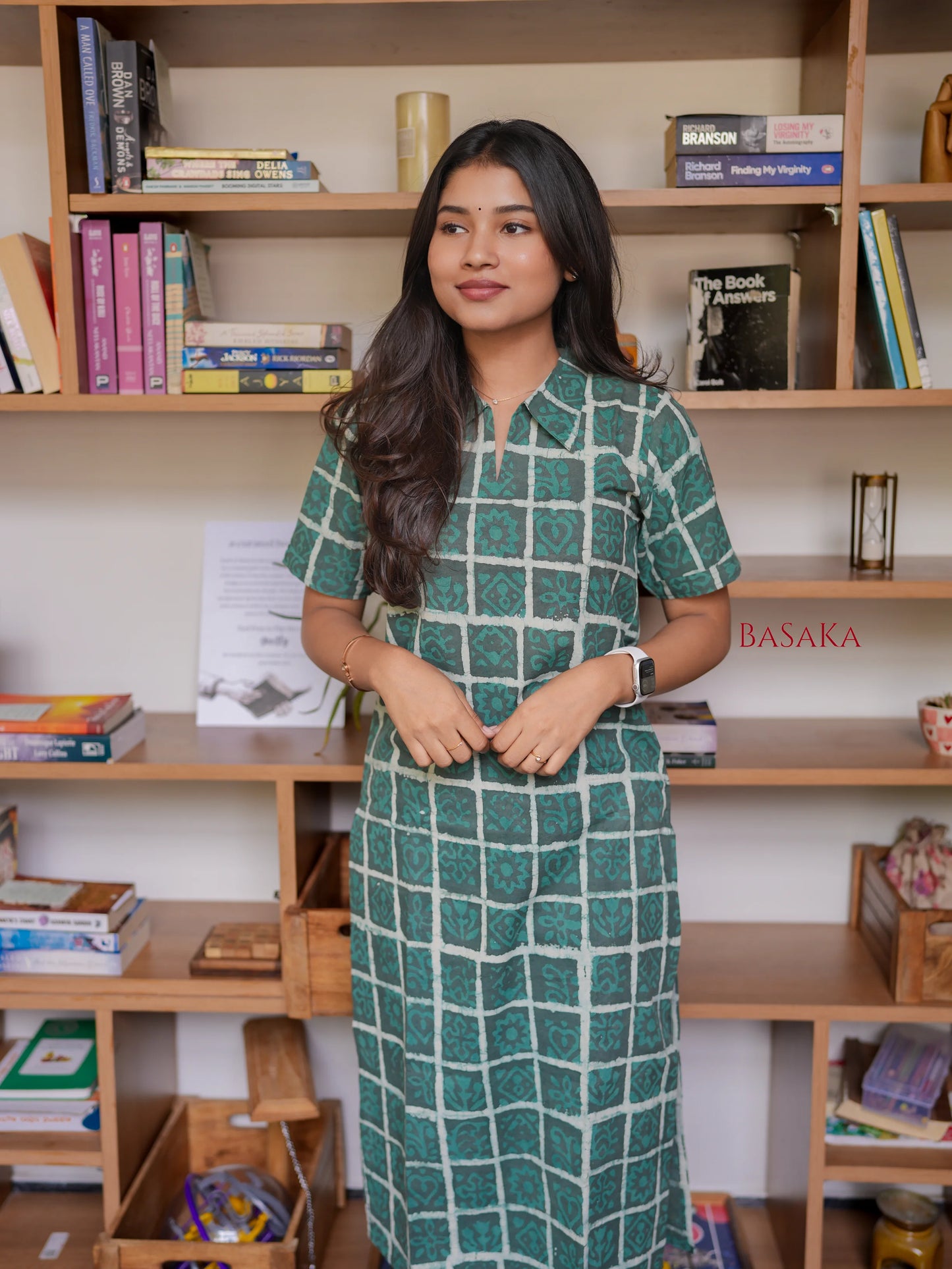 Wintergreen Checked Block Printed COTTON Kurta