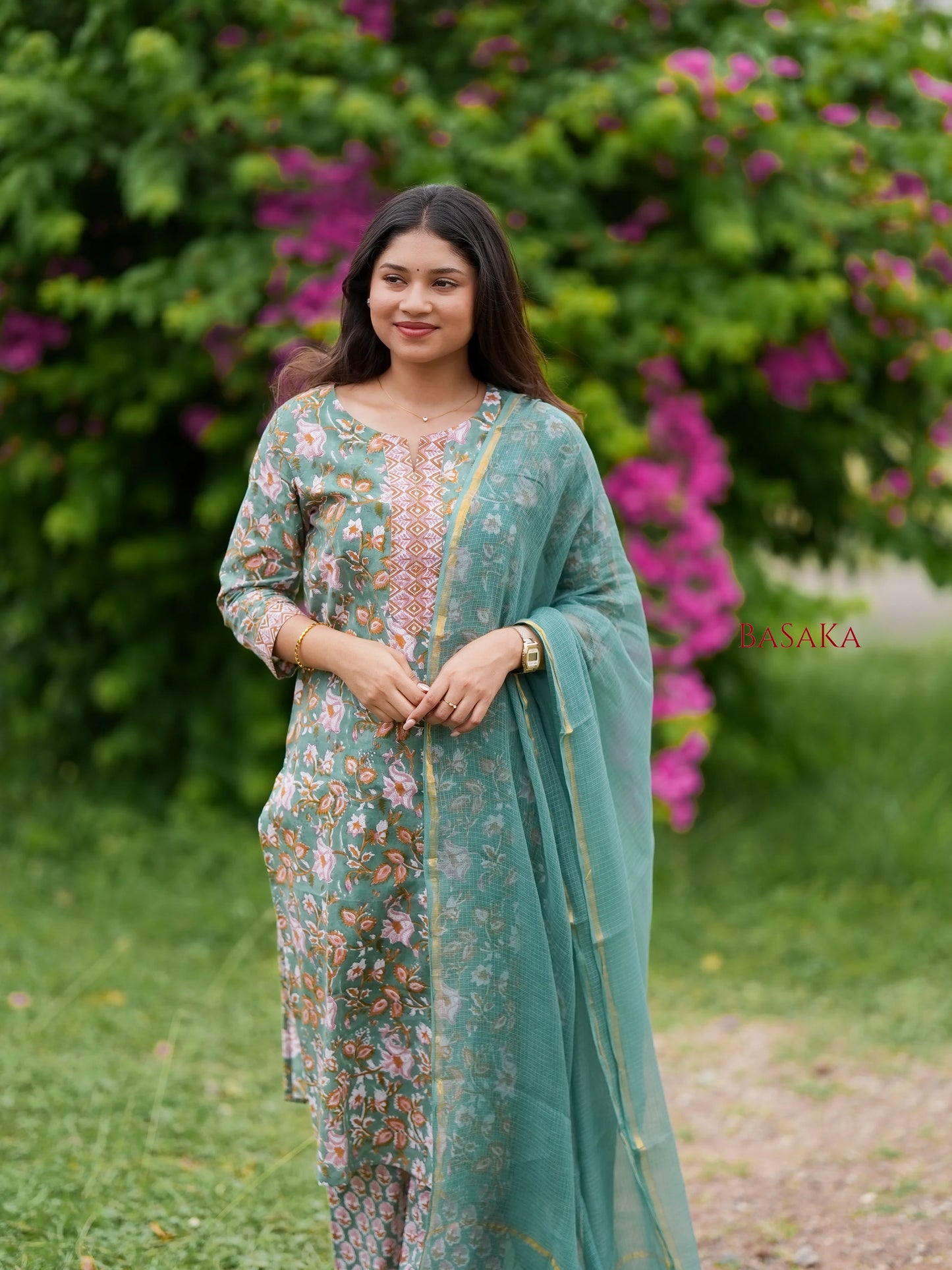 Wintergreen Dream Block Printed COTTON Suit Set (3pcs.)