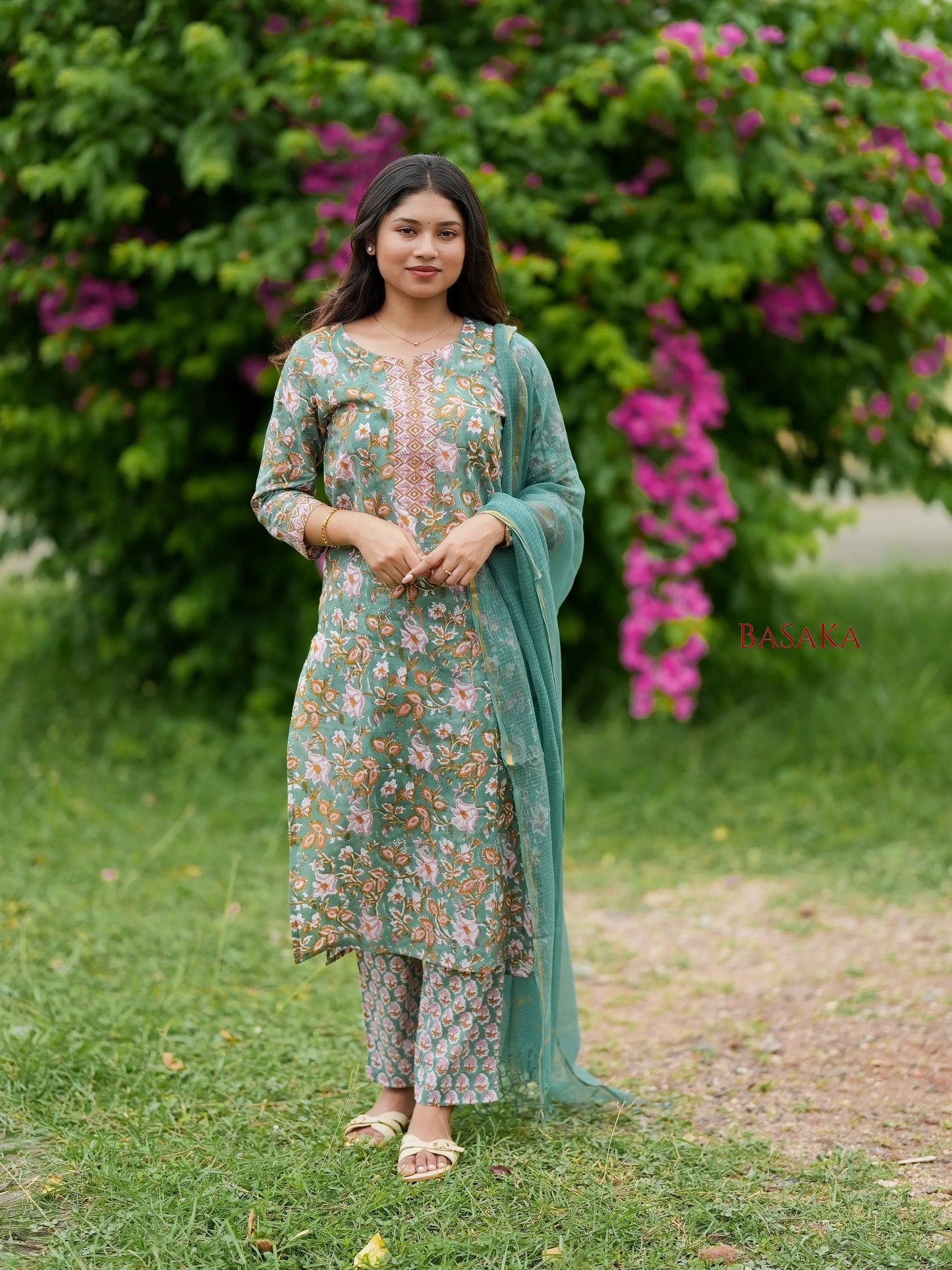 Wintergreen Dream Block Printed COTTON Suit Set (3pcs.)
