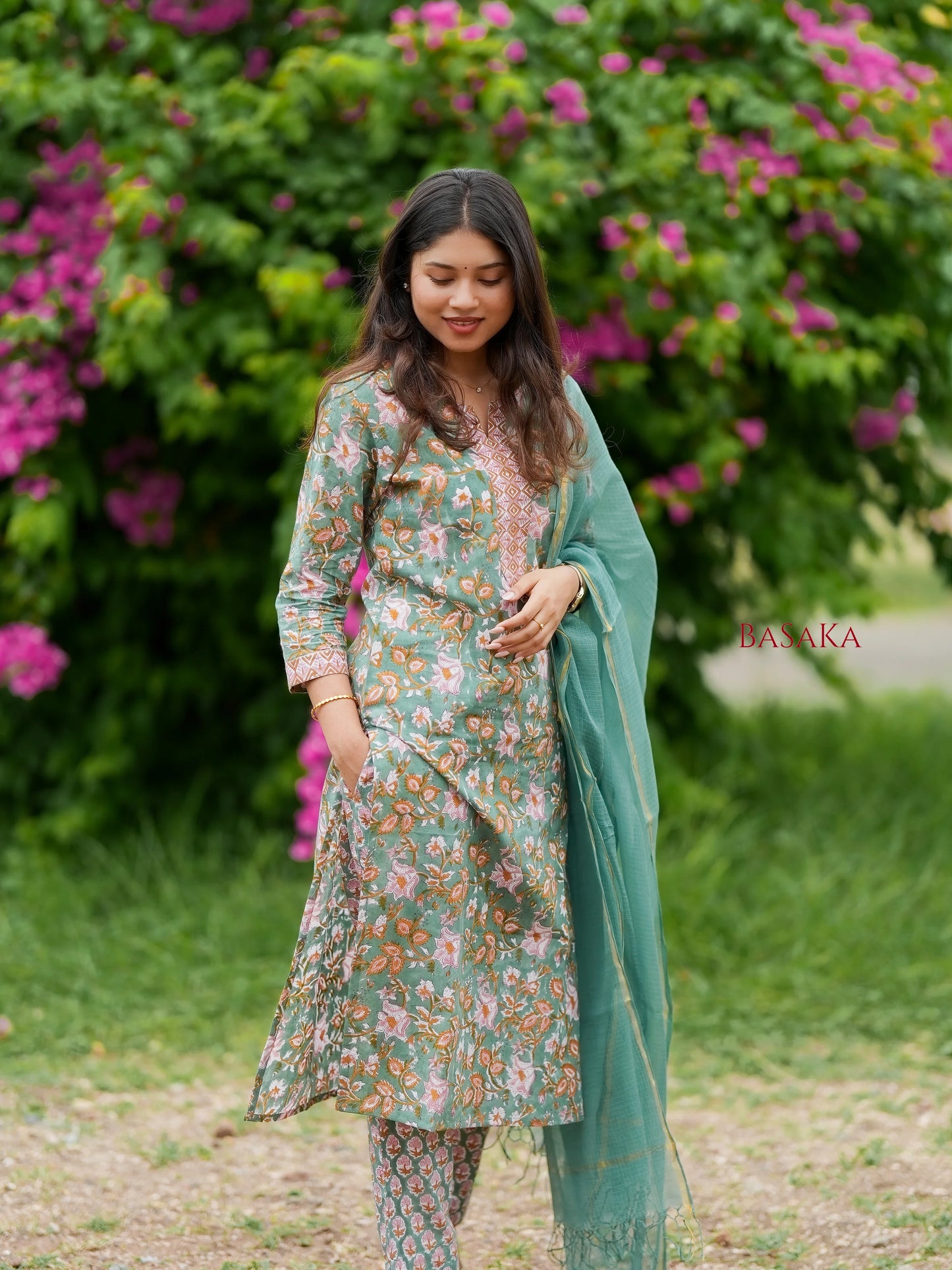 Wintergreen Dream Block Printed COTTON Suit Set (3pcs.)