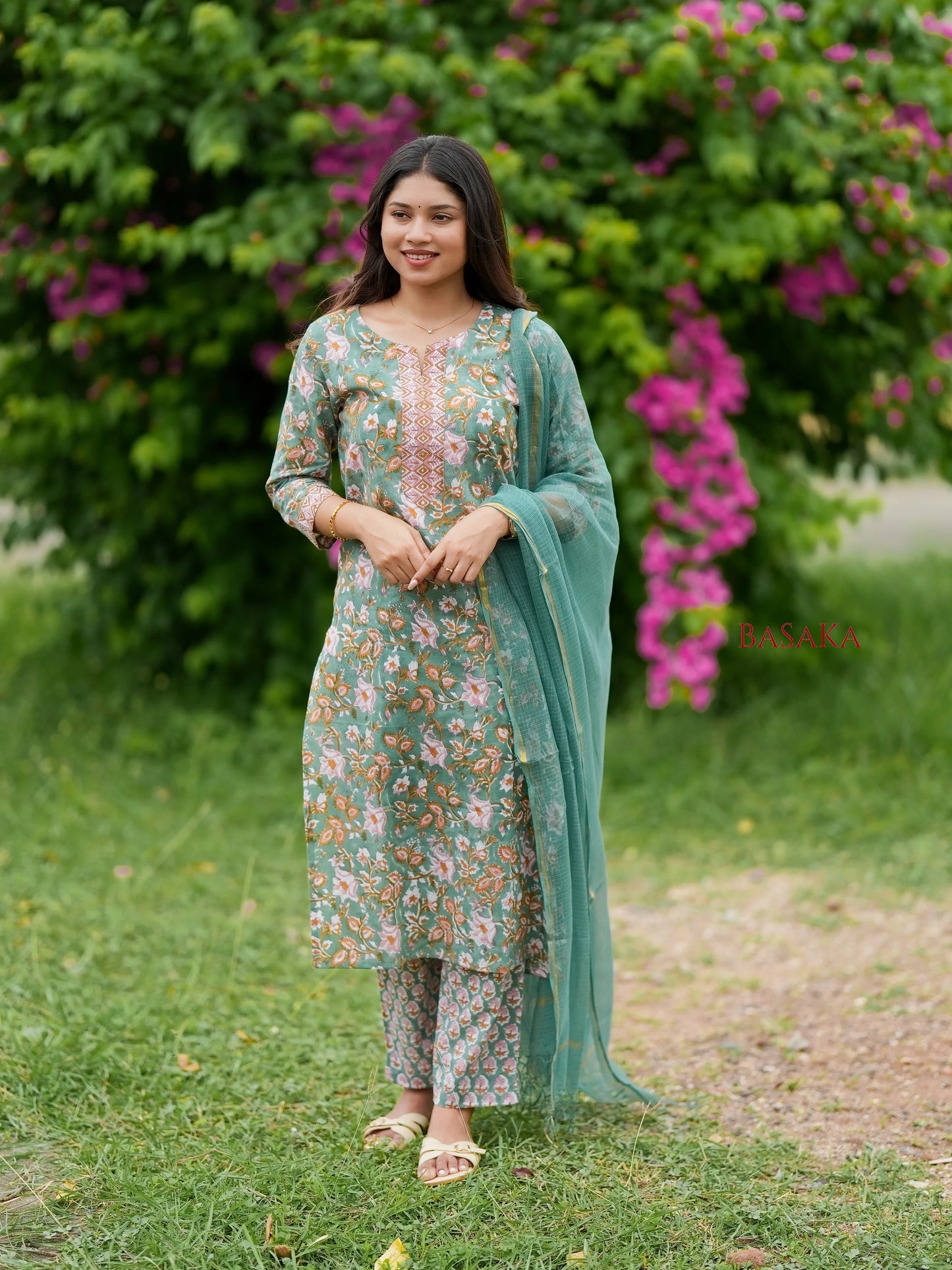 Wintergreen Dream Block Printed COTTON Suit Set (3pcs.)