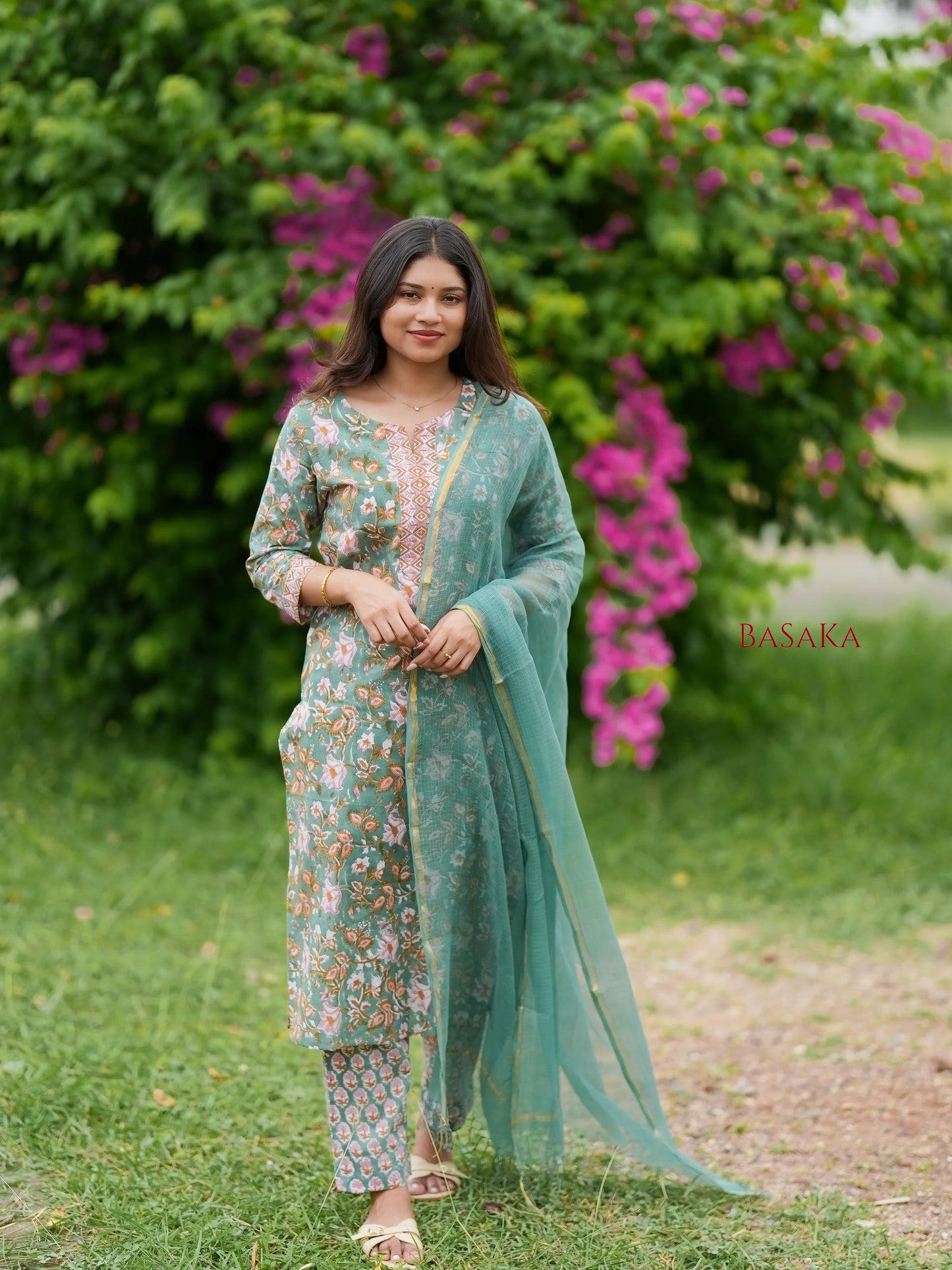 Wintergreen Dream Block Printed COTTON Suit Set (3pcs.)