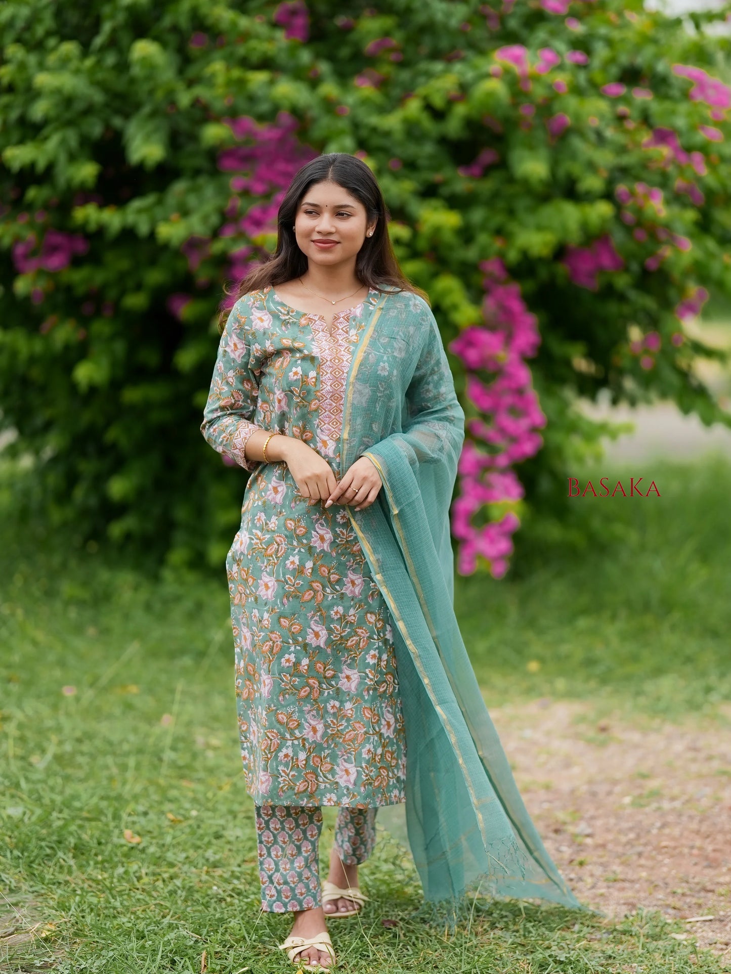 Wintergreen Dream Block Printed COTTON Suit Set (3pcs.)