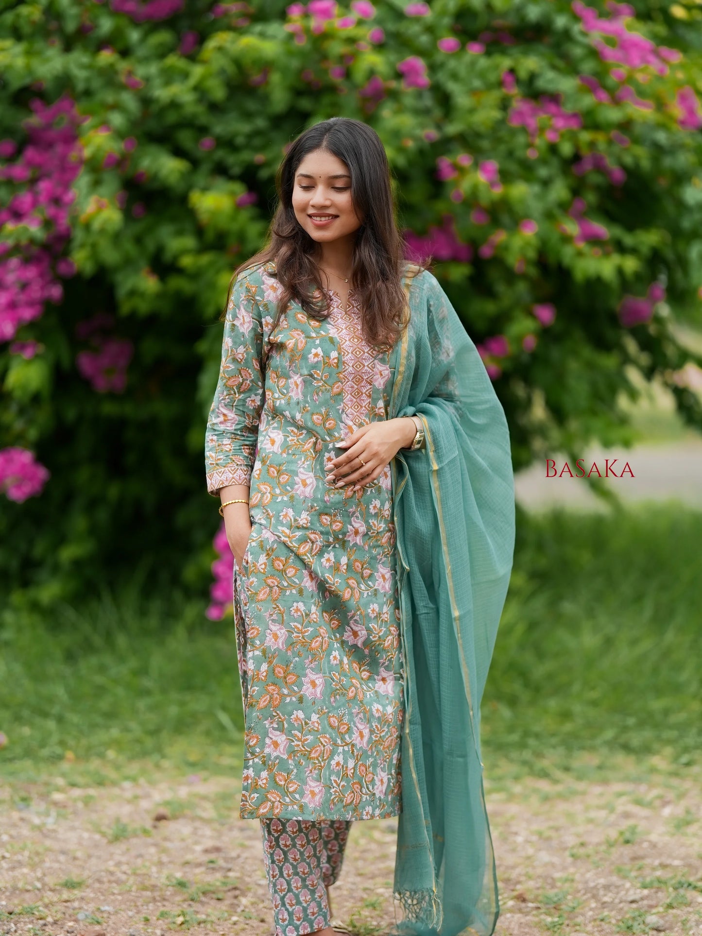 Wintergreen Dream Block Printed COTTON Suit Set (3pcs.)