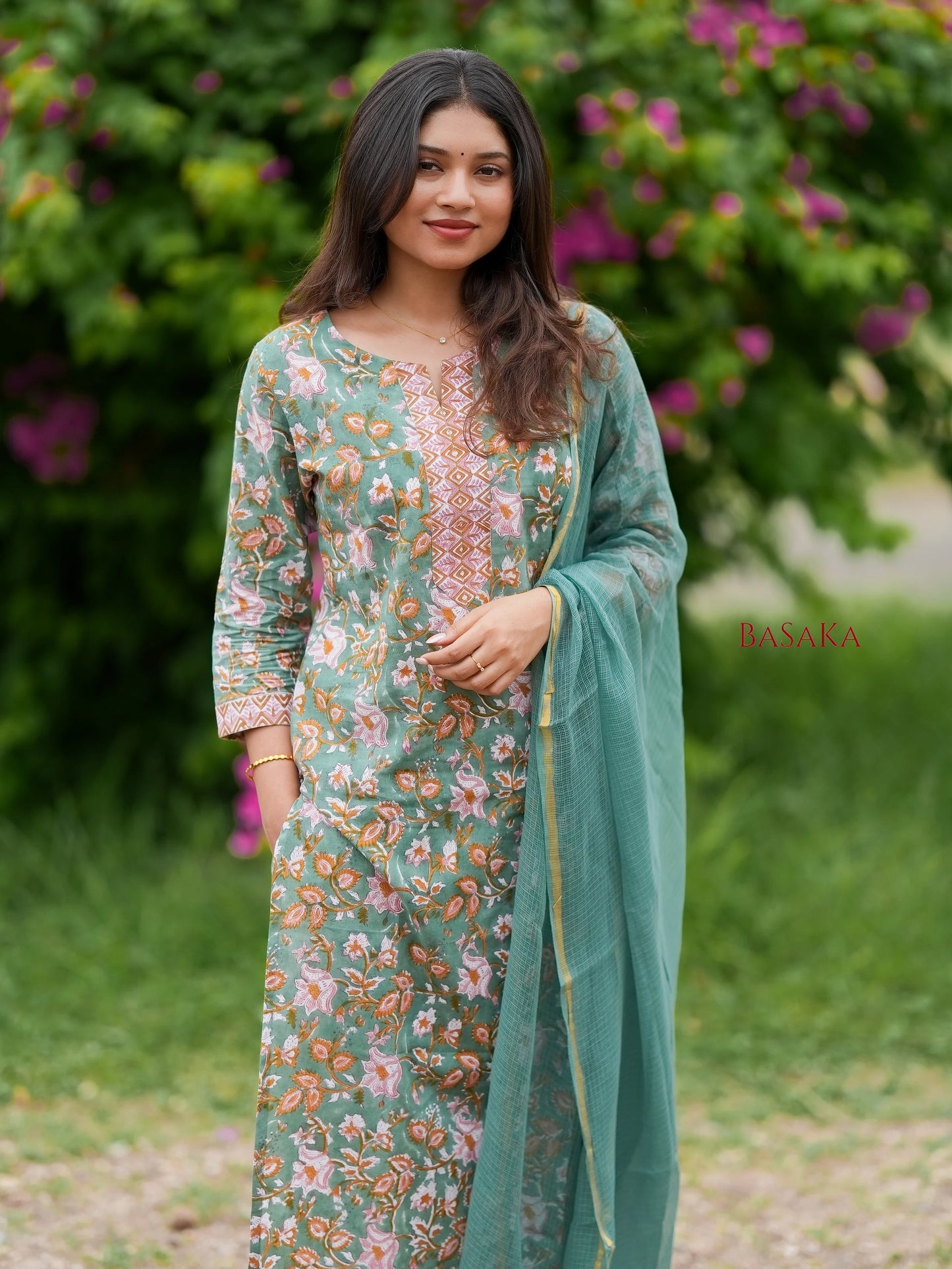Wintergreen Dream Block Printed COTTON Suit Set (3pcs.)